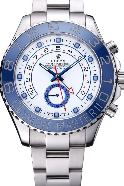 Aaa fake watches Stainless II Master White Yacht Bracelet Rolex Bezel Dial Blue 622269 Steel 0629
